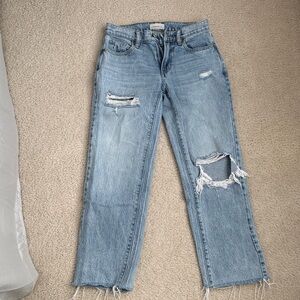 PacSun Light Blue Distressed Straight Leg Jeans